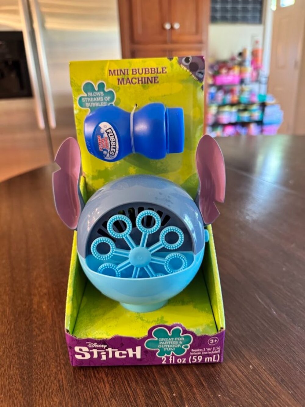 Disney Stitch Mini Bubble Machine - Fun Bubble Blower with Solution, Ages 3+